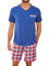 Litherday Ensembles de Pyjama Homme Pyjama Homme Court Été Short Coton à Manches Courtes Vêtements de Nuit Détente à Carreaux Doux Poche pour Deux Pièces Rouge XXL