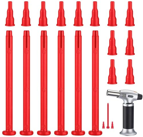18Pcs Butane Bottle Adapter - 6 Set Butane Lighter and Torch Refill Adapter, Butane Nozzle Gas Refill or Release Adapter for Short Nozzle's Butane Bottle, Butane Torch, Butane Lighter Red