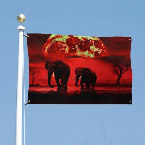 Drapeau de jardin rouge de 61 x 88,9 cm avec 4 cordes, bannière saisonnière de cour