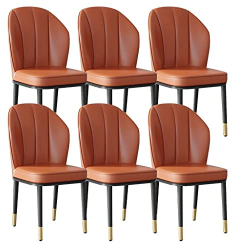 Générique Chaises de Restauration Ensemble de 6, Cuisine en Acier en Carbone de Cuisine avec Cuir PU imperméable, chaises d'accent Moderne pour Le Salon - Gris avec des Pieds en Or Noir