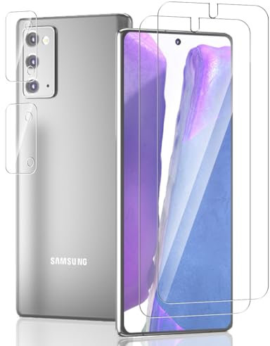 Jaavkkma 2 Stück Schutzfolie für Samsung Galaxy Note 20 Panzerglas + 2 Stück Kamera Schutzglas, Härte 9H/Bläschenfrei Panzer Schutz Glas, Displayschutzfolie für Galaxy Note 20 - HD Gehärtetes Glas