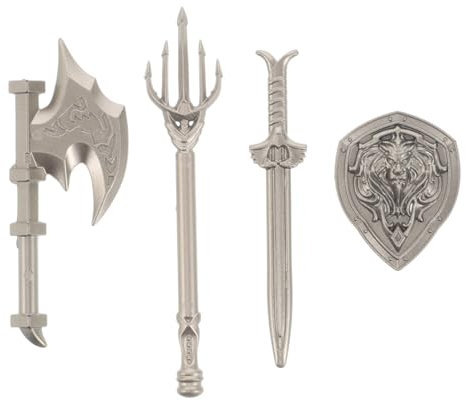 Toyvian 4pcs Miniature Knight Accessories Set Includes Swords Shields and Building Blocks for Creative Play Compatible Other for Expanded Fun