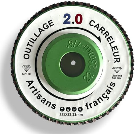 Disque à Lamelles Diamanté 115 mm – Grain 60 – Ponçage Carrelage, Béton, Pierre, Grès Cérame, Disque de Poncage Beton – Meuleuse Alésage 22,23 mm – Outillage Carreleur 2.0