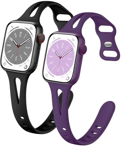 Slim Soft Silicone Band Compatible for Apple Watch 38mm 40mm 41mm 42mm, Recycled Plastic Breathable Replacement Sport Strap for iWatch Series 11 10 9 8 7 6 5 4 3 2 1 SE Women Men