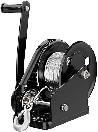 Cabrestante de camión de 1200 lb, cabrestante de manivela con cable de acero y gancho, cabrestante portátil con freno bidireccional, cabrestante de engranajes de alta resistencia para remolques de b