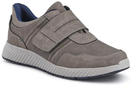 Pavers Mens Easy Step in Wide Fit Touch Fastening Trainers Grey Size 11