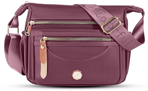 Damen Cross-Body Taschen Casual Schultertasche Multi Pocket Fashion Satchel Bag Nylon Side Bag, Violett, Rot, Damen Satchel Handtaschen