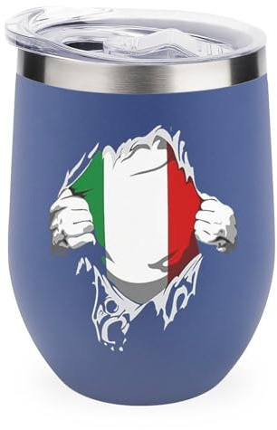 Italian Flag Cute Wine Tumbler with Lid Stainless Steel Vacuum Cup Hot Cold Insulated Coffee Mug
