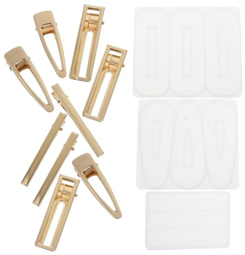 POPETPOP 12 pièces Kit Moules Silicone Souples et Accessoires pour Pinces à Cheveux Résistant et Réutilisable Moule DIY pour Création de Bijoux Coiffure et Époxy
