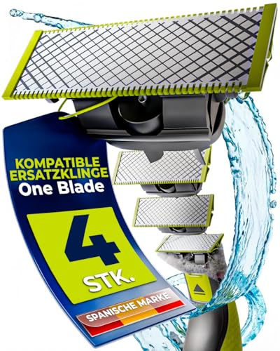 Ersatzklingen Kompatibel mit One Blade – Präzisions-Rasierkopf für Herren – Passend für QP2520 QP2530 QP2630 QP6510 QP6520 – (PACK 4)