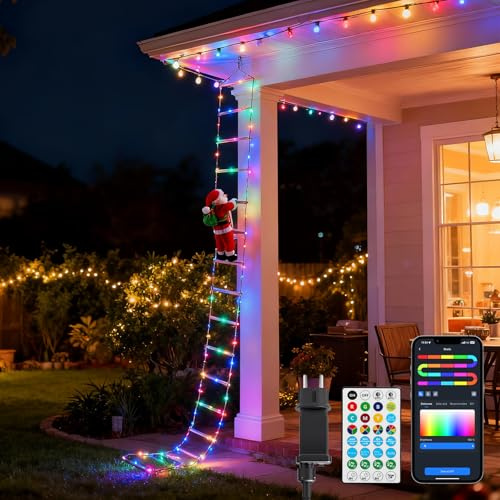 Aigostar Weihnachts-Lichterkette 3m 150 LED mit Weihnachtsmann, Intelligente RGB Treppenlichter, Mehrere Lichtmodi, App- & Fernbedienung, Timer, Innen-/Außenbereich