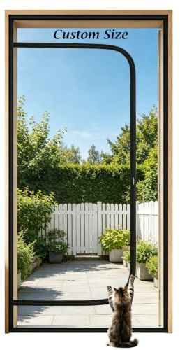Puerta mosquitera, Puerta mosquitera de Malla Reforzada, Apto para Mascotas | para presentar nuevos gatos cortinas con cinta autoadhesiva, instalación sin taladros