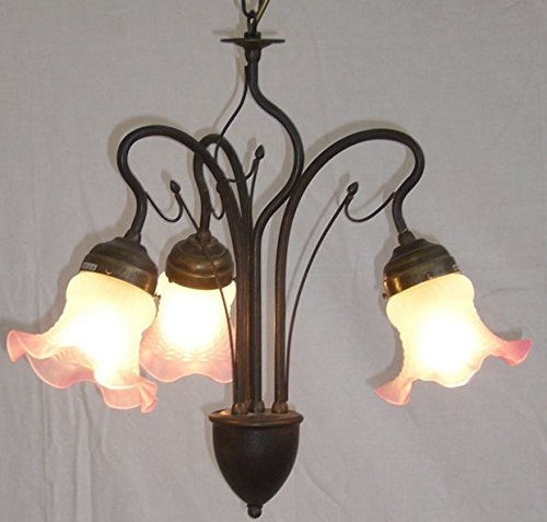 Liberty Liberty Lampadaire Liberty Lot de 3 lampes en laiton bronze et verre soufflé