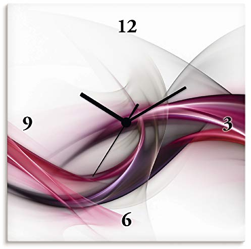 ARTLAND Wanduhr ohne Tickgeräusche Alu Quarzuhr 30x30 cm Quadratisch Lautlos Design Welle Abstrakt Modern Ausgefallen S8UL