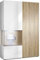 Vladon Vitrine Armoire Morena, Corps en Blanc Mat/Porte Droite et Insert en Chêne Nature avec éclairage LED