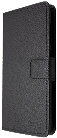 caseroxx Bookstyle Handytasche für Gigaset GS185 in schwarz – Klapphülle aus Kunstleder mit Kreditkartenfächern, Magnetverschluss, Standfunktion & Rundumschutz für Display und Gehäuse