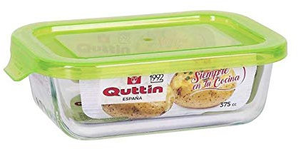Quttin Fiambrera Rectangular con Tapa Verde, 20.5 x 15.3 cm, Multicolor, Talla Unica