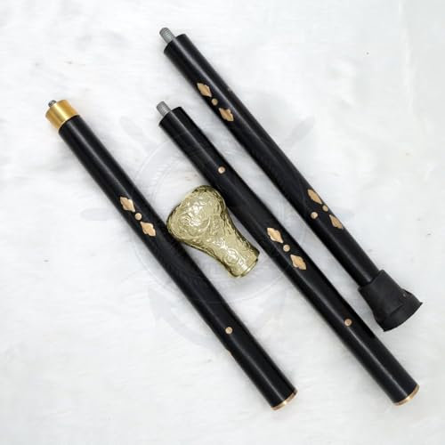 Deko-Gehstock aus Palisander, Aluminium & Messing | Full Size Gehstock Für Männer & Frauen | (Sternenschwarz, Messingkuppel)