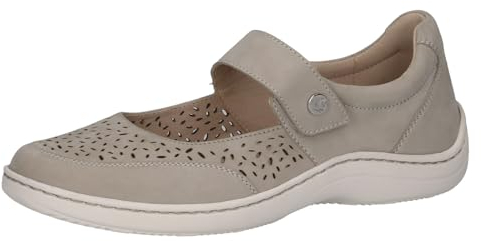 CAPRICE Comfort Damen Ballerinas aus Leder mit Riemchen, Grau (Lt.Grey Nubuc), 39 EU