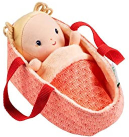 LILLIPUTIENS - Bébé Anais avec couffin - Poupon en Tissu avec Accessoires - Stimule la motricité Fine, l’empathie et l’Imagination - Poupée réaliste 22cm éducative pour Enfants dès 12 Mois - 83131