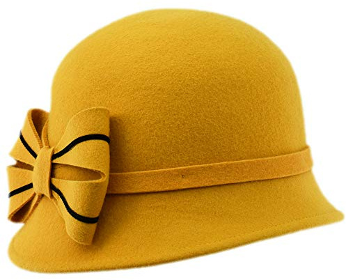 Damenhut Cloche Jolie | Wollfilz wasserdicht | Herbst / Winter, Gelb M