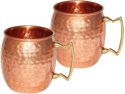 Premium Quality Hammered Copper Tumbler - 100% Pure Copper Tumbler for Water - Better Then Glasses, Safer Than Plastic (Design 12)