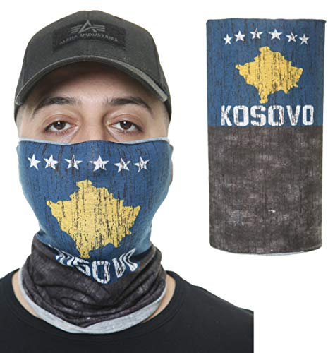 OneRedox Gesichtsschutz Halstuch Länder Bedruckt Kosovo Biker Schal Ski Motorrad Gesichtsmaske BND-010