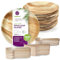 GoBeTree 25 Assiettes Jetables en Feuille de Palmier Rondes 25 cm avec 75 Couverts Jetables en Bois, Vaisselle Jetable Élégante, proche du bambou, pour fêtes, barbecues et pique-niques