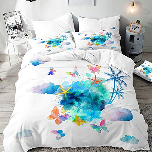 Fansu Elegante Juego De Ropa De Cama 3D, Microfibra Funda De Edredón con Cremallera, Funda Nórdica Funda De Almohada, Cama 90/135/150 (Mariposa de Tinta,150x200cm(3pcs))