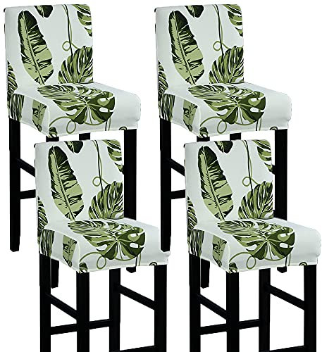 C/N Bar Stuhlhussen Barhocker Stuhlbezug Küchen hochstühle bezug Bar Stuhlbezüge mit Rückenlehne 4er Set