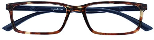 OPULIZE See Blue Light Blocking Reading Glasses Brown Blue Arm Computer Gaming Anti Glare Mens Womens B9-2 +1.50