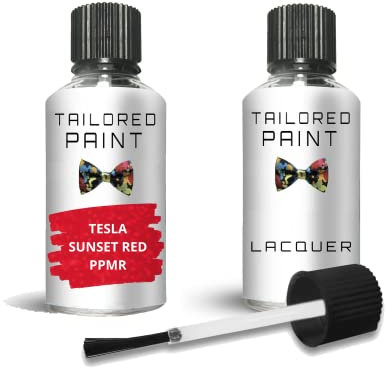Touch Up Paint Bottle Stone Chip Scratch Repair For Tesla Model 3 Sunset Red Pearl PPMR (Touch Up Paint + Lacquer)