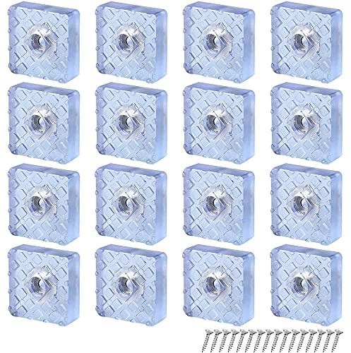 GZGXKJ 16 Piezas Blanco Protector De Forma Cuadrada De Goma Almohadillas Antideslizantes Almohadilla De Gomay con Tornillo- Set Protector De Patas para Sillas, Mesas, Suelo(Dia 30mm)