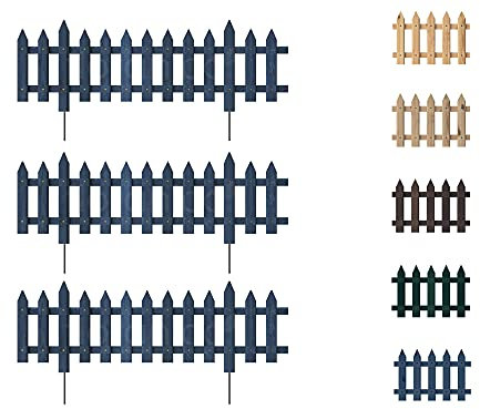 Floranica 3 STK Gartenzaun Vorgartenzaun Steckzaun Friesenzaun Zierzaun Lattenzaun 100 cm lang mit Metallpfosten Zaun für Vorgarten Gemüsebeete Höhe Floranica 30cm Grün