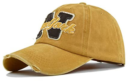 XibeiTrade Fashion New York NY Baumwolle Baseball Cap Damen Herren Sport Outdoor Retro Casual Strand Sonnenhut, gelb, M
