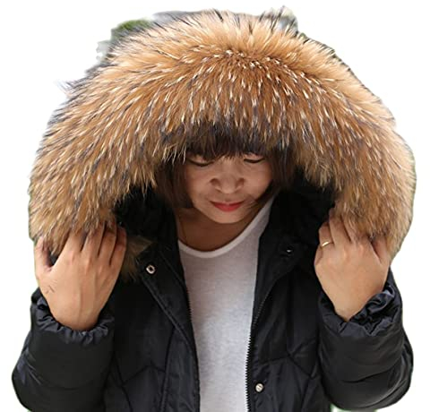 Adynice Pelzkragen Damenschal warmer Pelzschal Waschbär Pelzkragen Lätzchen Pullover Mütze Unisex Kragen70CM16CM