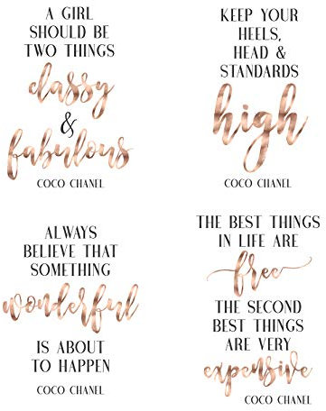 Set mit 4 Drucken, Wandkunst Poster Chanel Zitate, Chanel Wandkunst Set, Chanel Druck, Chanel Wanddekoration, Chanel Wanddruck, Chanel Poster Set Rose Gold Hochzeit Dekor Chanel Art (A3 (nur Druck))