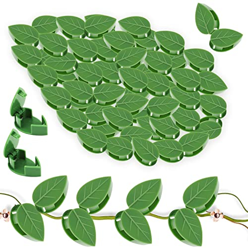 50 Stück Pflanzenclips für Kletterpflanzen Clips Selbstklebend Wand Befestigung Clip Pflanzenhalter Kletterhilfe Pflanzenklammern Grün Blattform Pflanzenstützen Clips für Reben Gemüse Weinpflanzen