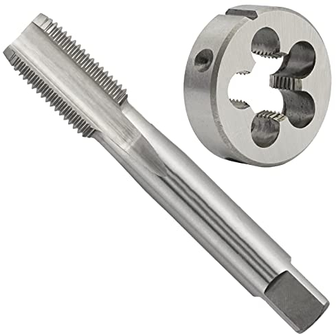 Aceteel 1-Zoll-24 UN Gewindeschneider-Set, 1 Zoll x 24 UN Rechtshänder HSS Maschinengewindebohrer und 1 Zoll x 24 UN Legierung Werkzeug Stahl Rundeisen
