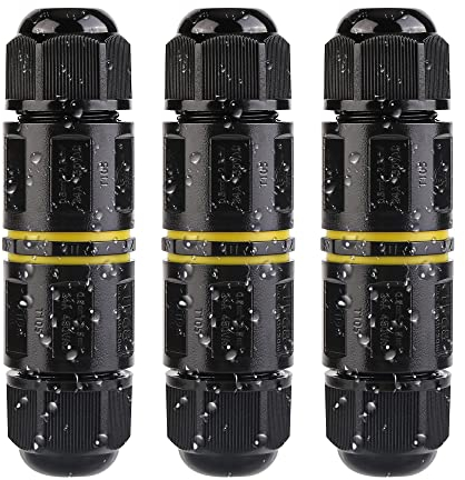 Kabelverbinder Wasserdicht IP68, Vegena Abzweigdose 5 Polig Verbindungsbox Verteilerdose Außen Kabelschuhe Erdkabel Verbindungsmuffe Kabelmuffe 2 Wege für Ø5-14 mm Kabeldurchmesser, 3er-Pack Schwarz