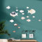 Wandsticker Wohnzimmer, Spiegel Wandaufkleber Fische, 18 Niedliche Selbstklebende Wandkunstaufkleber für Kinderzimmer, mit 2 Katzenschalter Aufklebern