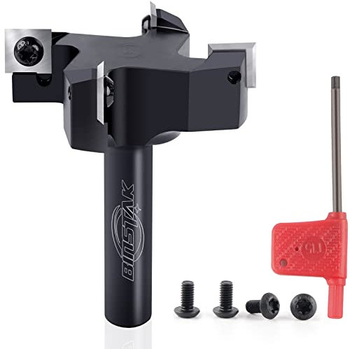 BINSTAK Broca de enrutador de superficie de Spoilboard CNC, vástago de 1,27 cm, diámetro de corte, placa de inserción de carburo para aplanar fresadora de fresado de madera, herramienta de
