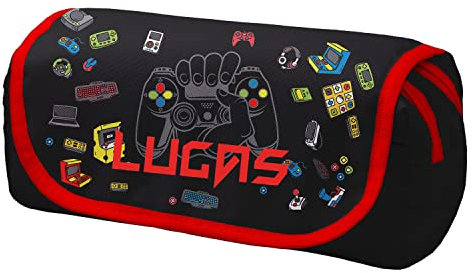 Ferocity Personalisierte Mäppchen Federtasche mit Namen Schlamperbox Federmäppchen mit Klettverschluss Klappe Schüleretui Stiftemappe mit Zwei Reißverschlüssen Gamer [151]