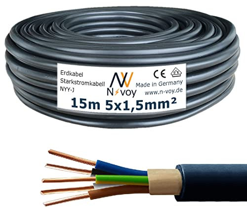 NYY-J 5x1,5 mm² 15m (Var.5-50m) Erdkabel Starkstromkabel in Beton Erdreich VDE 0276 M133
