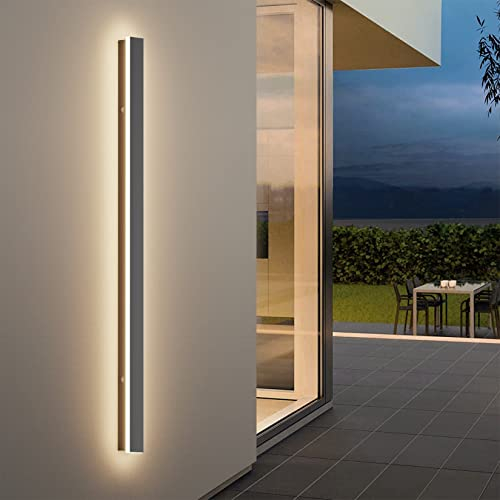 K-Bright Lange Wandleuchte 4000K Wandleuchte Wandleuchte IP65 Außen LED Wandleuchte für Gärten, Terrassen,Schlafzimmer 100CM,Dunkelgrau