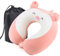MASMAS Almohada de Viaje Cerdo Rosa 3D, Cojín para Cuello Viscoelástica de Espuma Memoria, Cómoda para la Cervical, Ortopédica Soporte de Nuca para Viajar Coche Avión Bus (Rosa Cerdo)