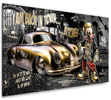 Kunstgestalten24 Leinwandbild Micky Maus Pop Art Motivation Spruch Bild Kunstdruck Raum Wand Deko