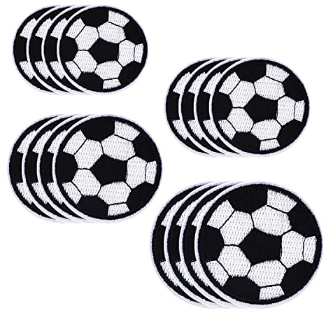 16 Stück Fußball-Stickerei-Patches, Cartoon-Fußball-Stoffaufkleber, Kleidungsflicken, Kinder-Cartoon-Dekoration, waschbare Aufbügelflicken, austauschbar, wiederverwendbar