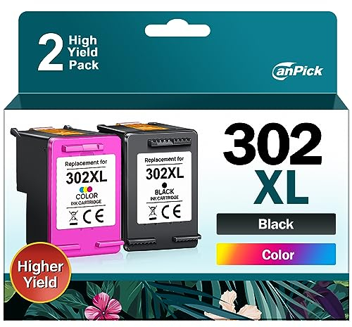 CanPick 302 XL Multipack Ersatz für HP 302 Druckerpatronen Schwarz und Farbe für HP 302 XL für HP Envy 4525 4520 Druckerpatronen OfficeJet 3831 5230 3830 3833 DeskJet 3630 3836(2-Pack)