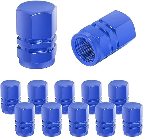 CGEAMDY Ventilkappen für Autoreifen, 12 Stück Aluminium Auto Radkappe, Wasserdichtes Universal Reifen Ventil für Autos, LKWs, Motorräder, SUVs Und Fahrräder (Blau)